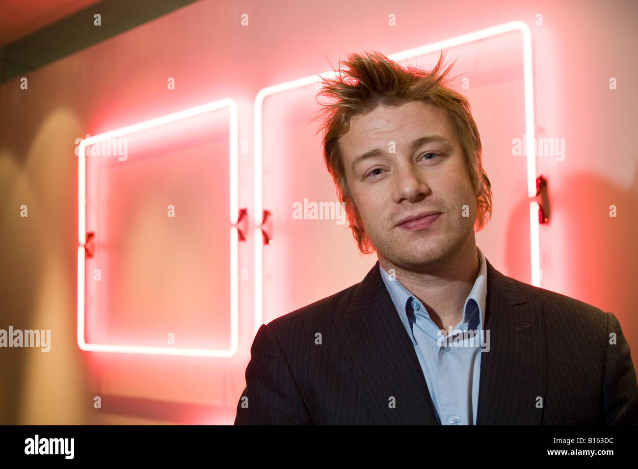 Jamie Oliver celebrity chef poses for his portrait in London Stock Photo