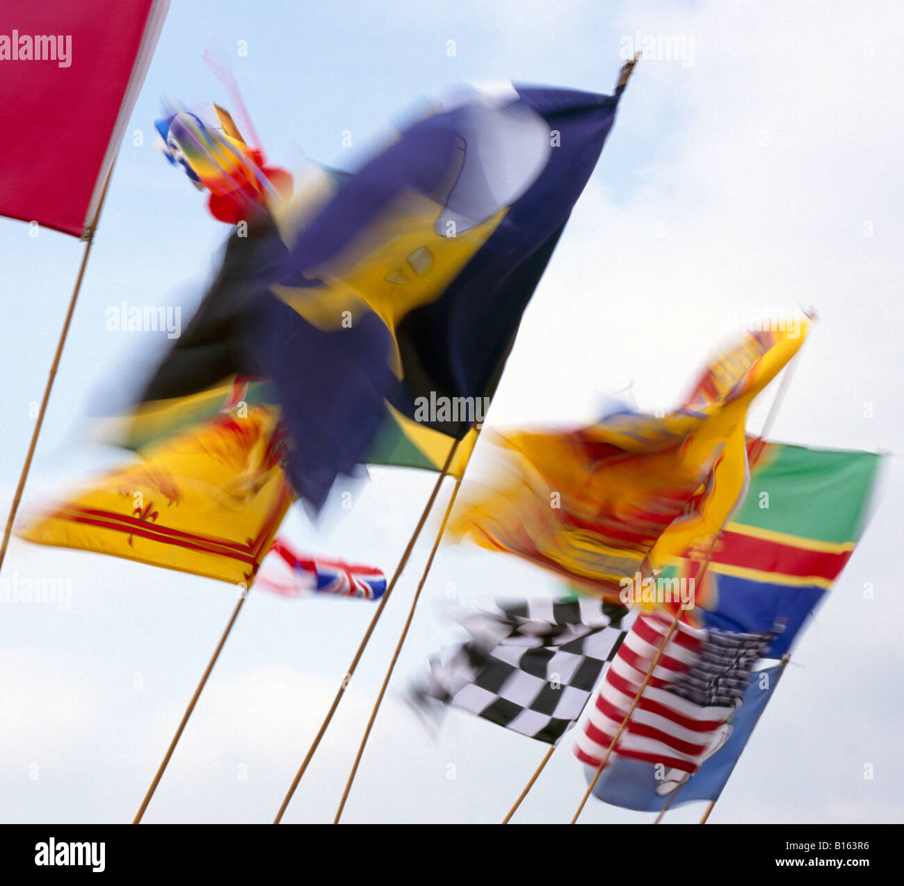 Flags in the wind. Stock Photo