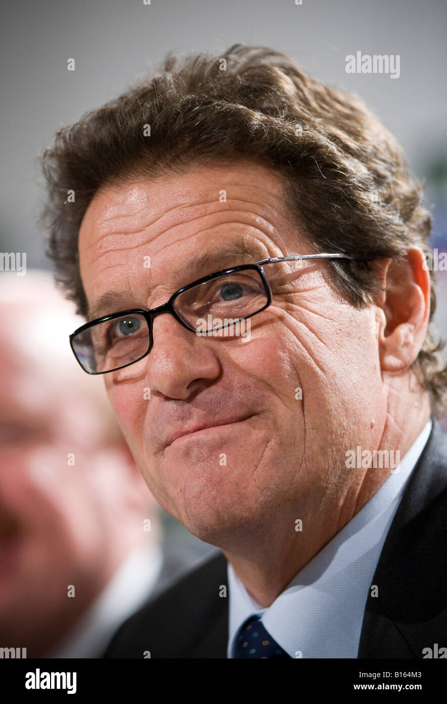 Fabio Capello manager of England football team speaks at a press conference in London Stock Photo