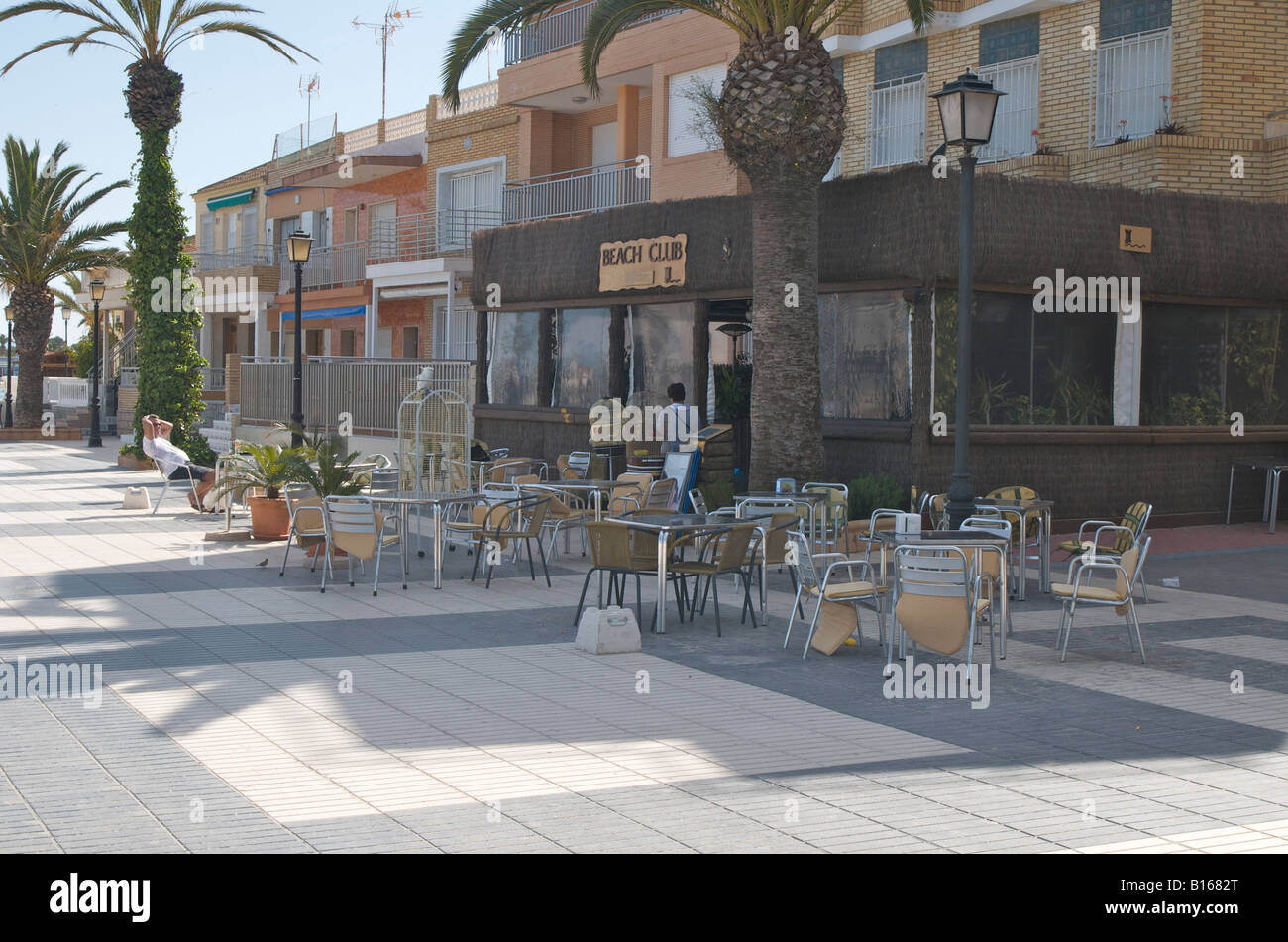 Beach bar on the promenade at Los Alcazares Murcia Costs Calida, Spain