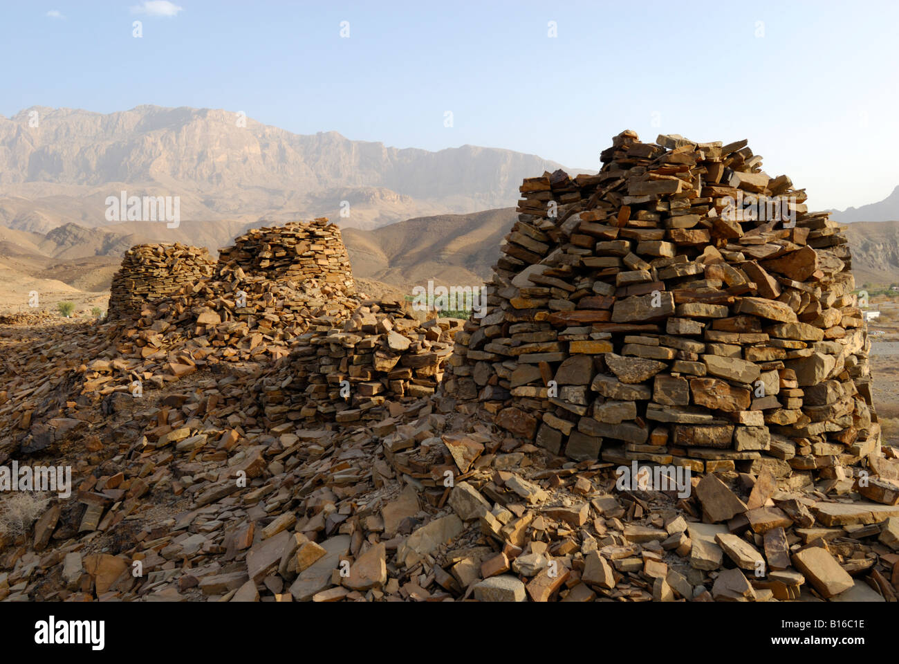 The ancient beehive tombs near the village of Bat in the Sultanate of Oman Stock Photo