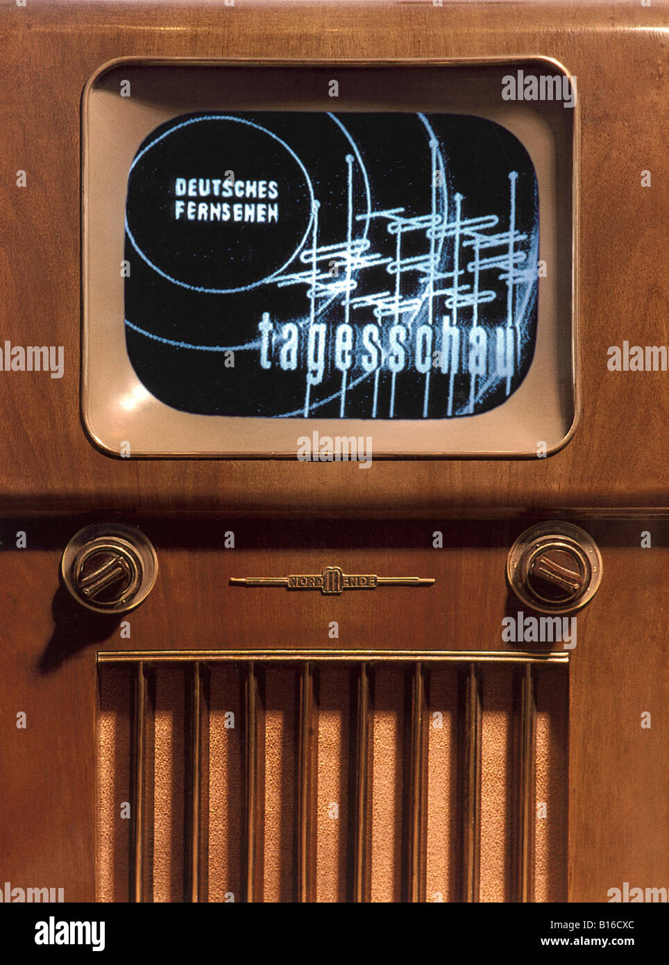 broadcast, television, TV set, typ Nordmende, screen, Germany, 1953, Stock Photo