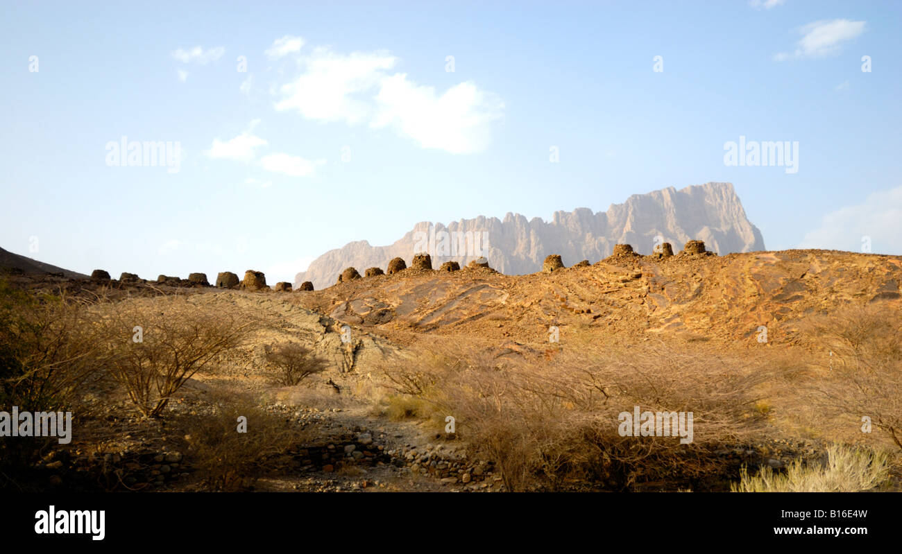 The ancient beehive tombs near the village of Bat in the Sultanate of Oman Stock Photo