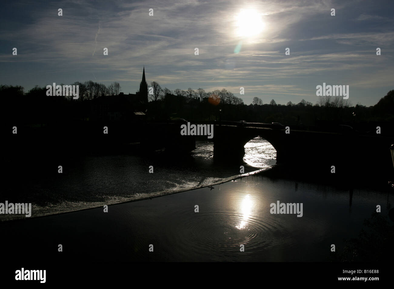 City of Chester, England. Silhouette of Chester’s medieval Old Dee ...