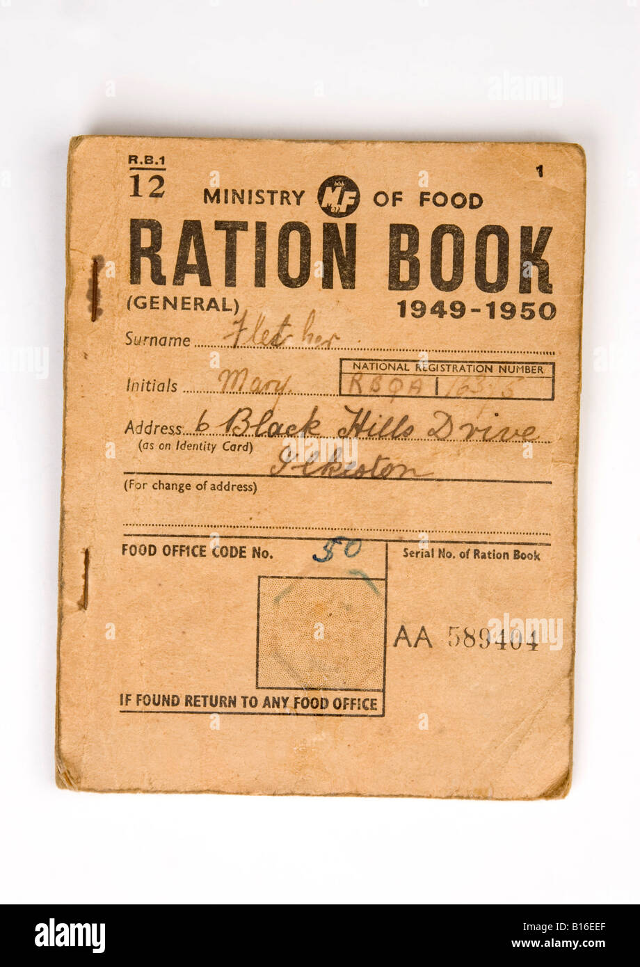 British food ration book as used in 1949 to 1950 Stock Photo