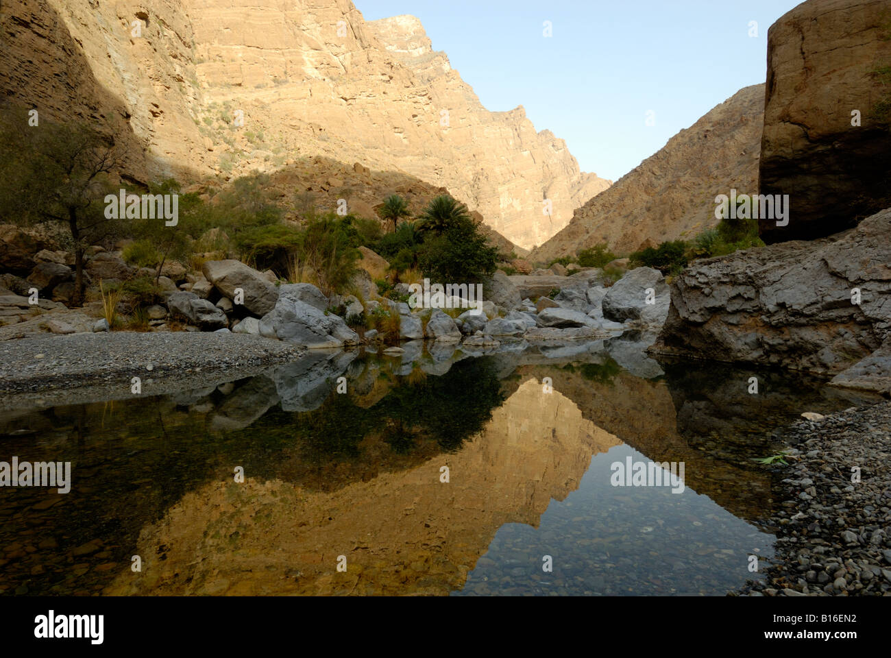 Spring water flow in the Wadi al Muaydin, Hajar Mountains, Sultanate of