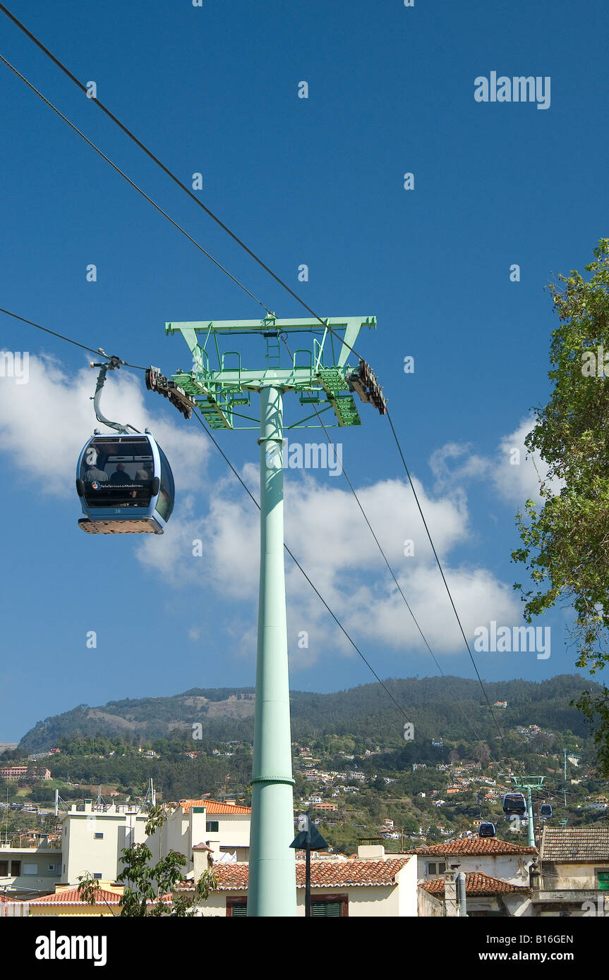 Cable car capsule gondola ride to Monte Funchal Madeira Portugal EU Europe Stock Photo