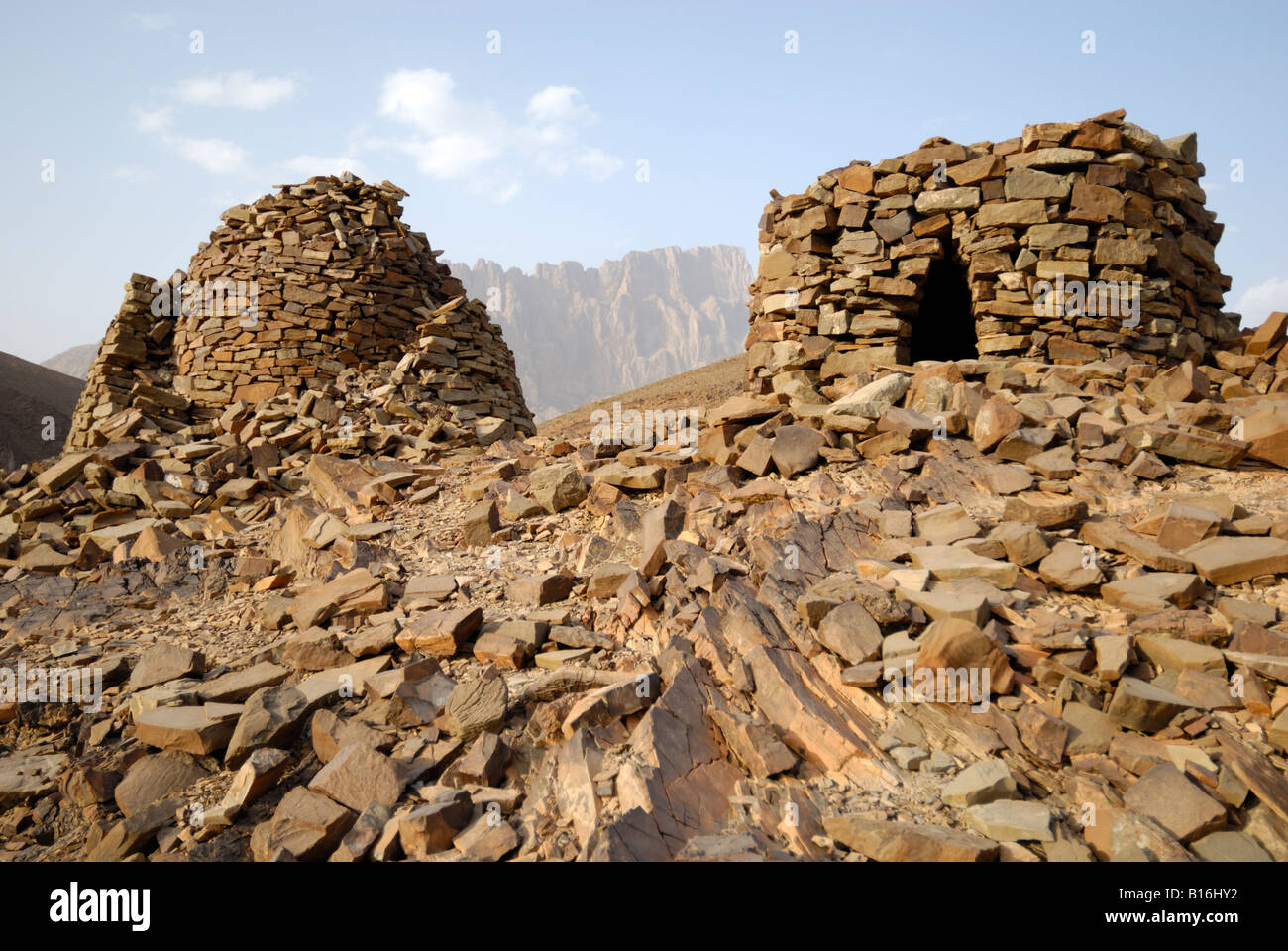 The ancient beehive tombs near the village of Bat in the Sultanate of Oman Stock Photo