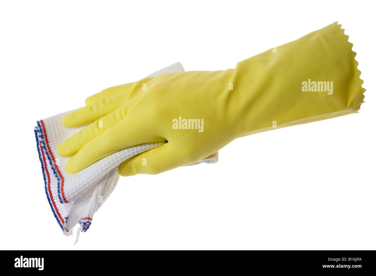 Rubber glove cleaning with a cloth Stock Photo Alamy