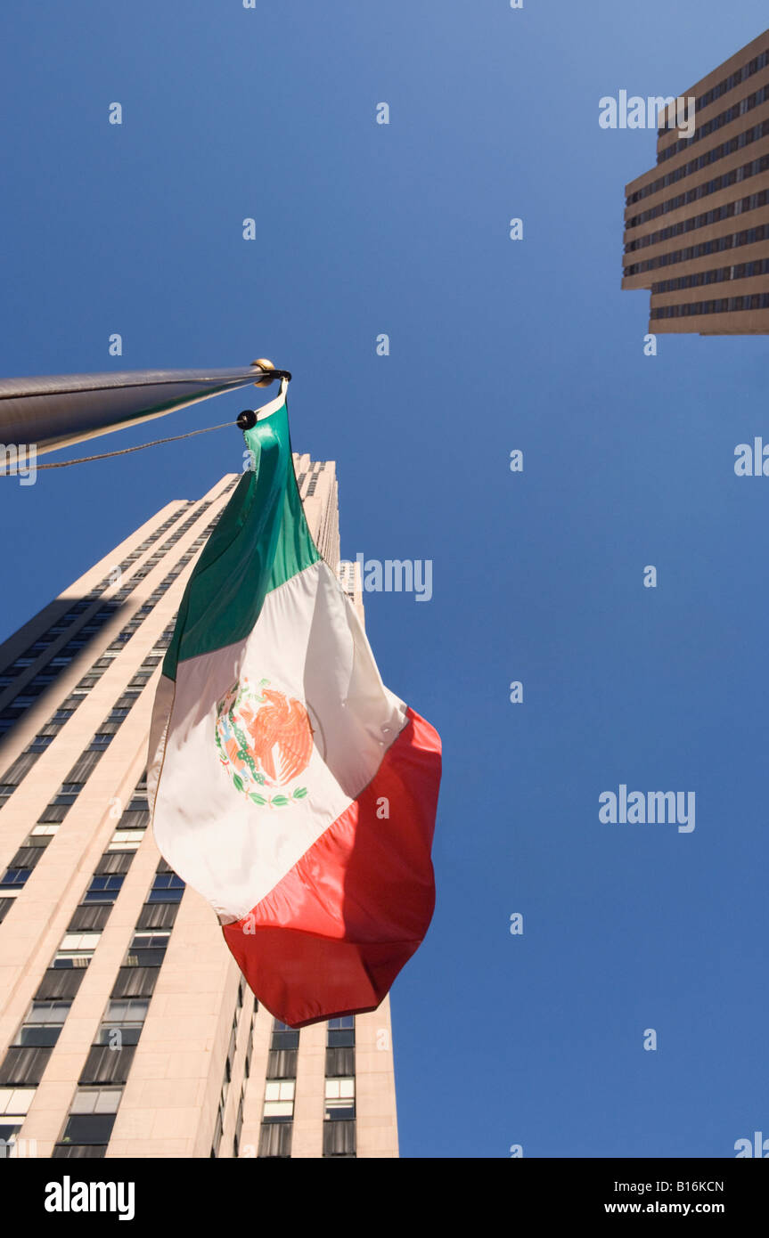Low angle view of Mexican flag Stock Photo