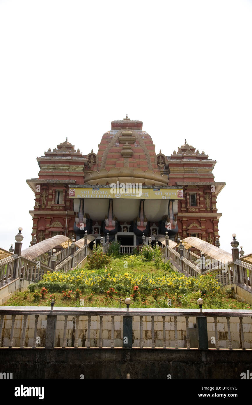 The entrance to the Sri Rama Kshethra Temple at Dharmastala, 75 km east of Mangalore. Stock Photo