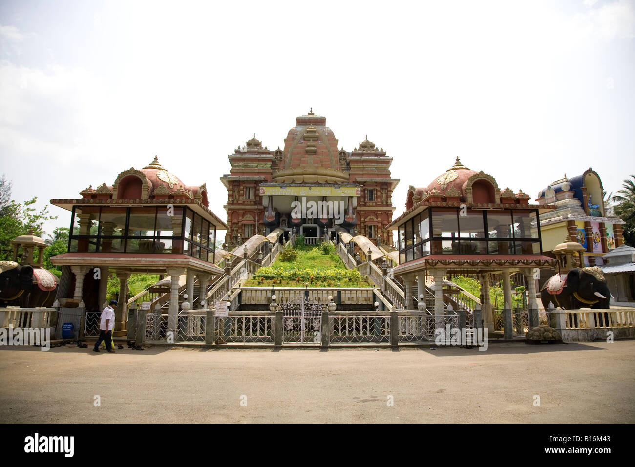 The entrance to the Sri Rama Kshethra Temple at Dharmastala, 75 km east of Mangalore. Stock Photo