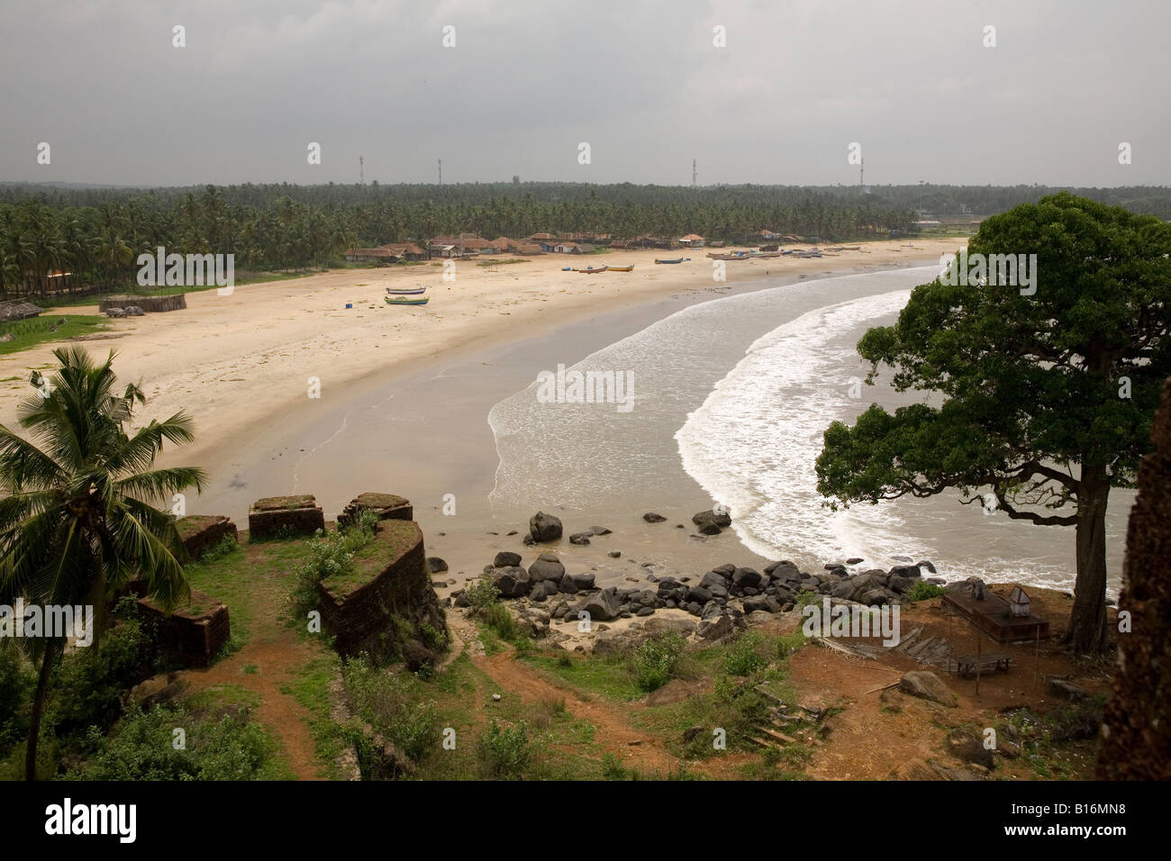 The view from Bekal Fort near Kasaragod, Kerala. The fort dates back to the 17th Century. Stock Photo