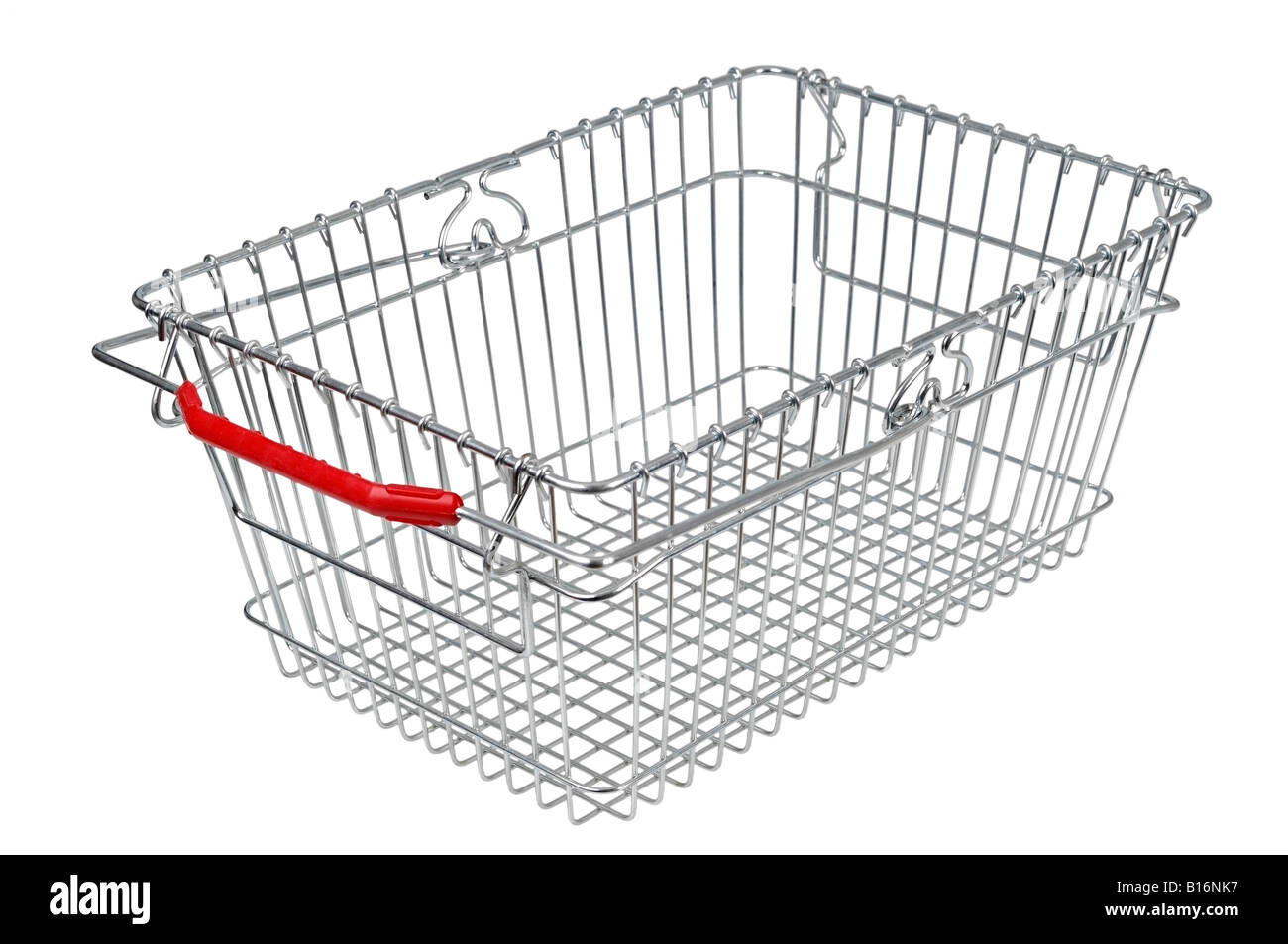 Empty Shopping Basket Against a White Background Stock Photo