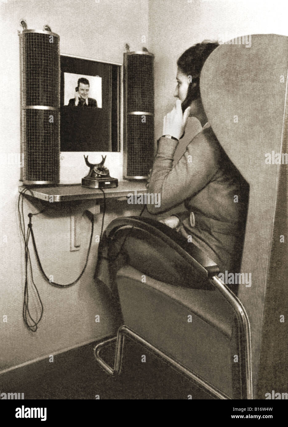 technics, telephone, visual telephone, Deutsche Reichspost, Berlin, Germany, 1936, Stock Photo