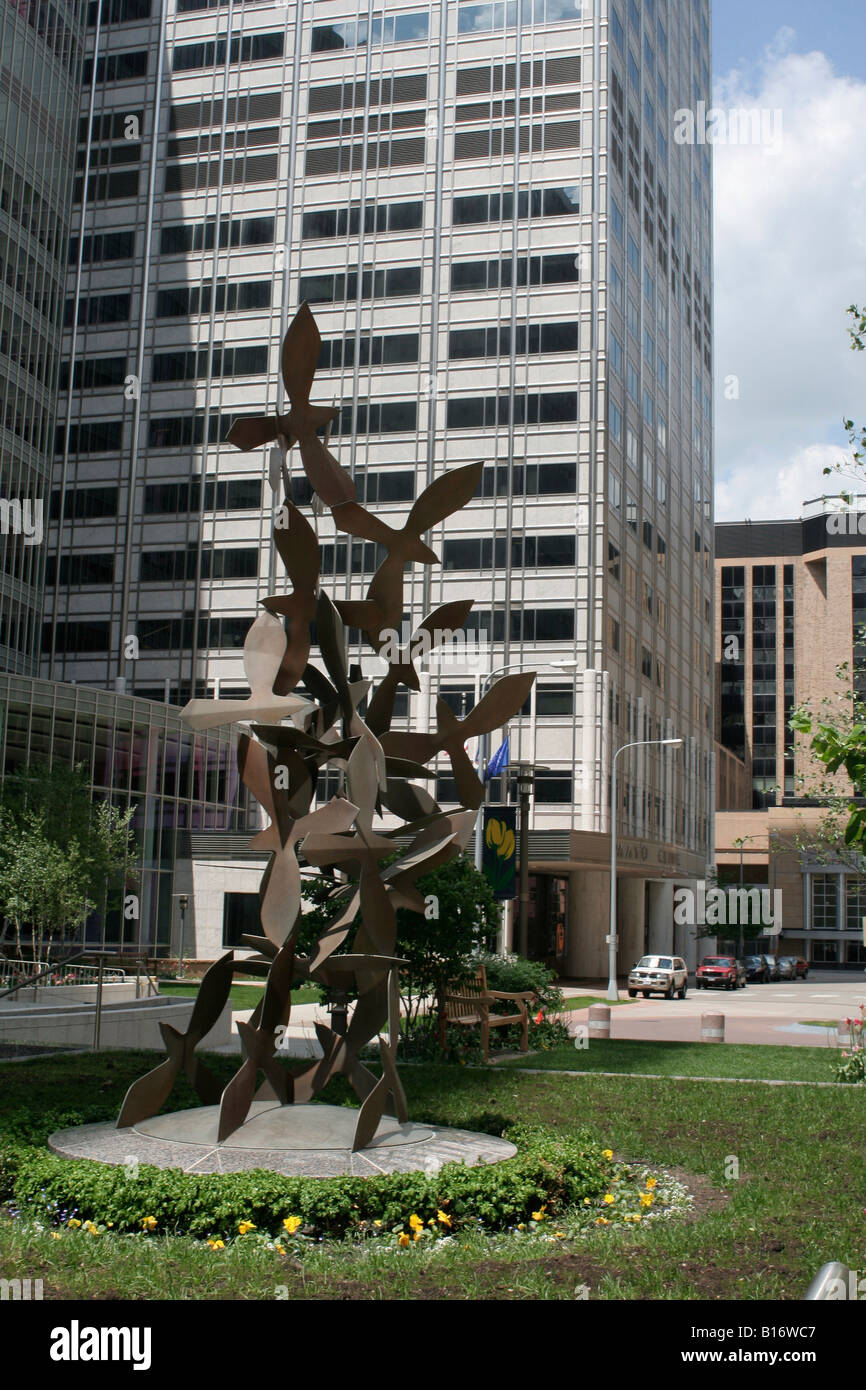 Sculpture in front of Mayo building Mayo medical complex in Rochester Minnesota Stock Photo