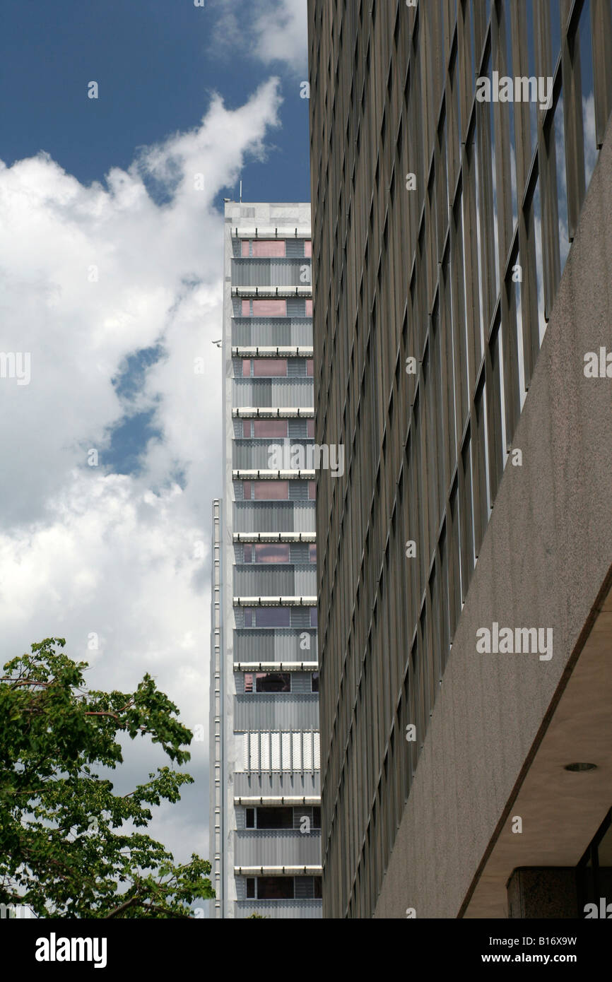 Mayo medical complex Guggenheim building wall with Mayo building in background Stock Photo