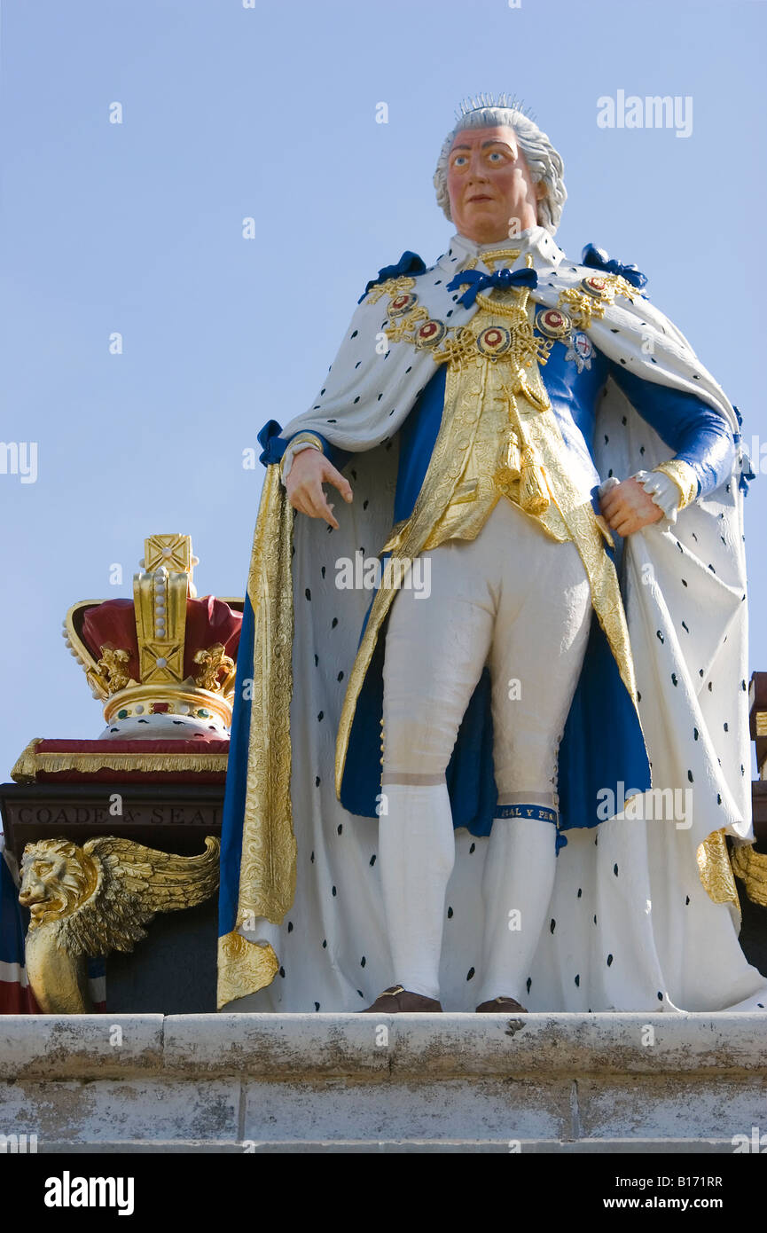 Recently repainted and restored statue of King the Third on Weymouth Esplanade Dorset