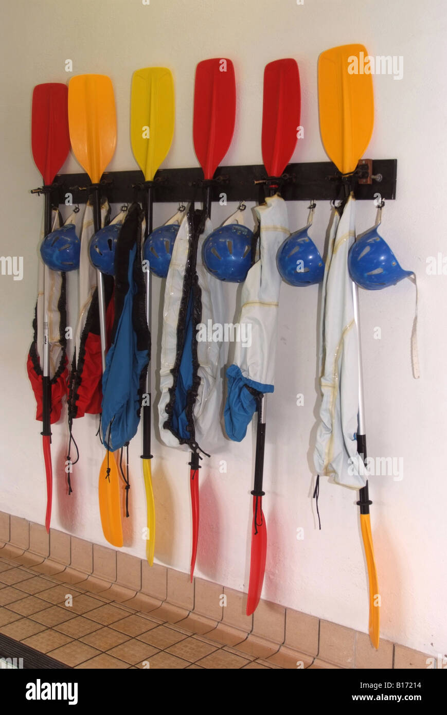 Canoeing equipment awaiting use at Blackbird Leys Leisure centre