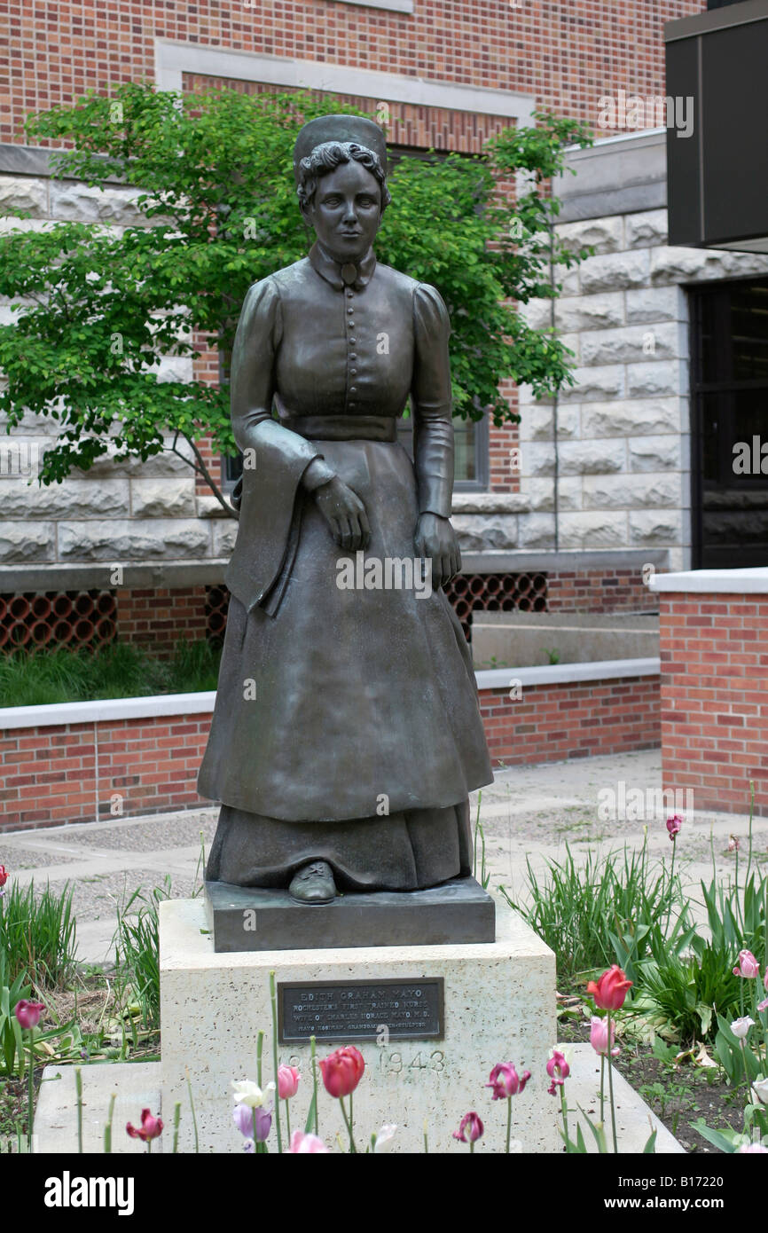 Edith Graham Mayo bronze sculputure in courtyard of St Mary s hospital Rochester Minnesota Stock Photo