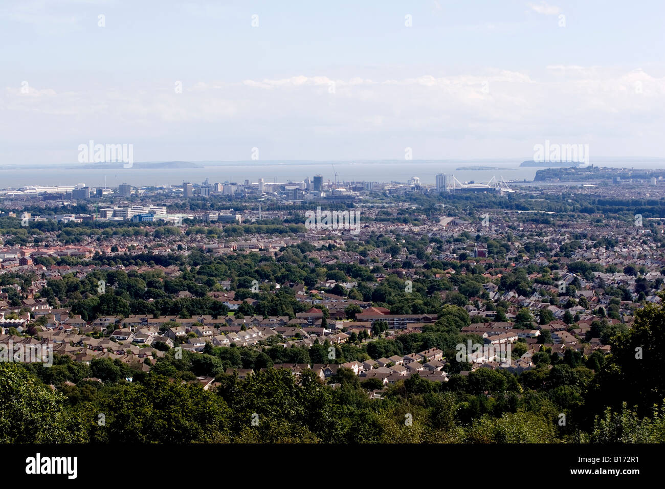 Scenic view Cardiff and Bristol Channel Stock Photo Alamy