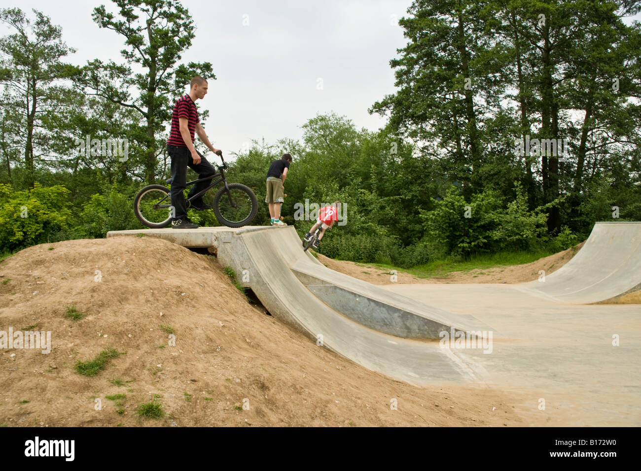 People bmx skate boarding skate boarding park Stock Photo