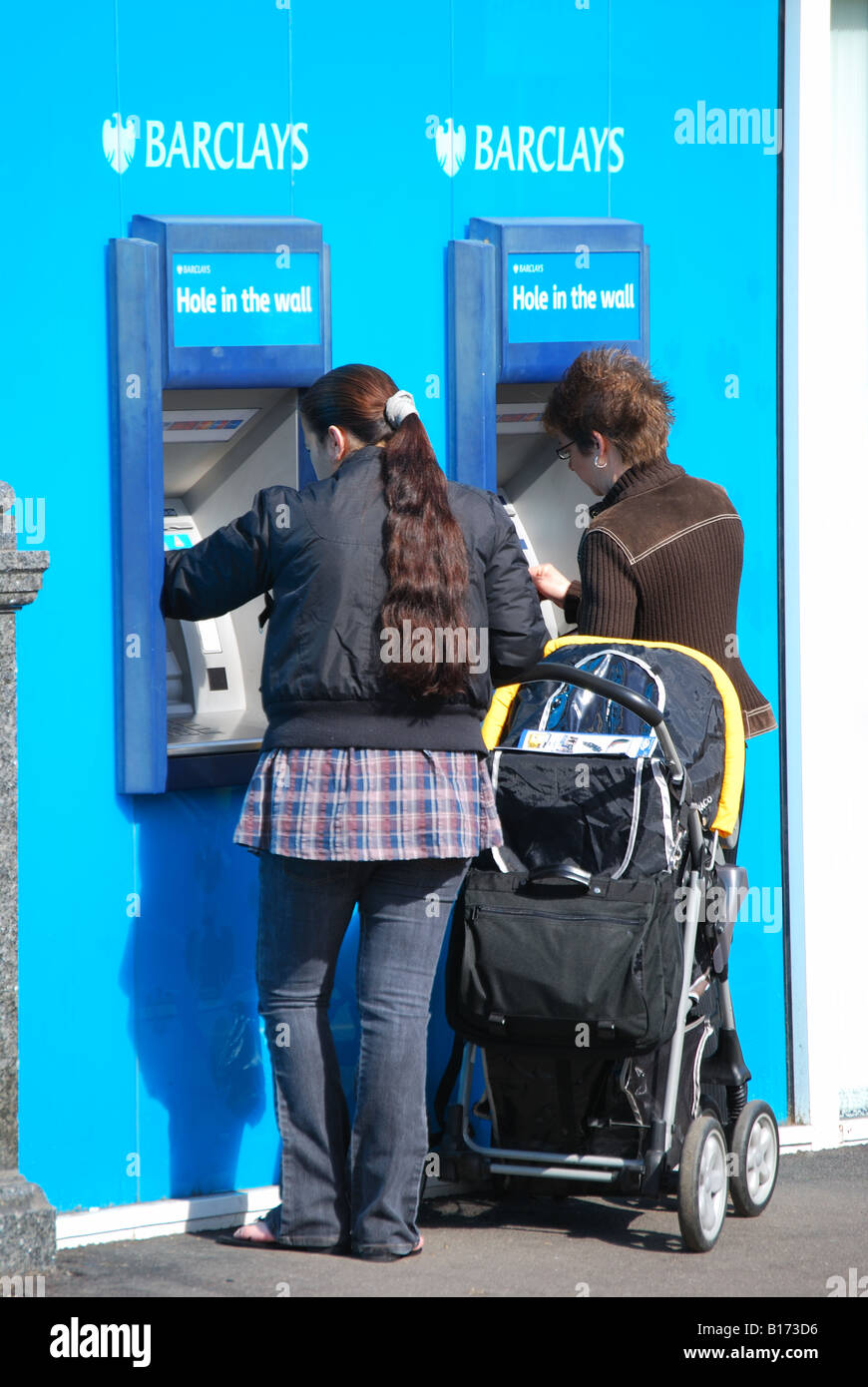 Barclays Bank ATM machines, Market Square, Witney, Oxfordshire, England, United Kingdom Stock Photo
