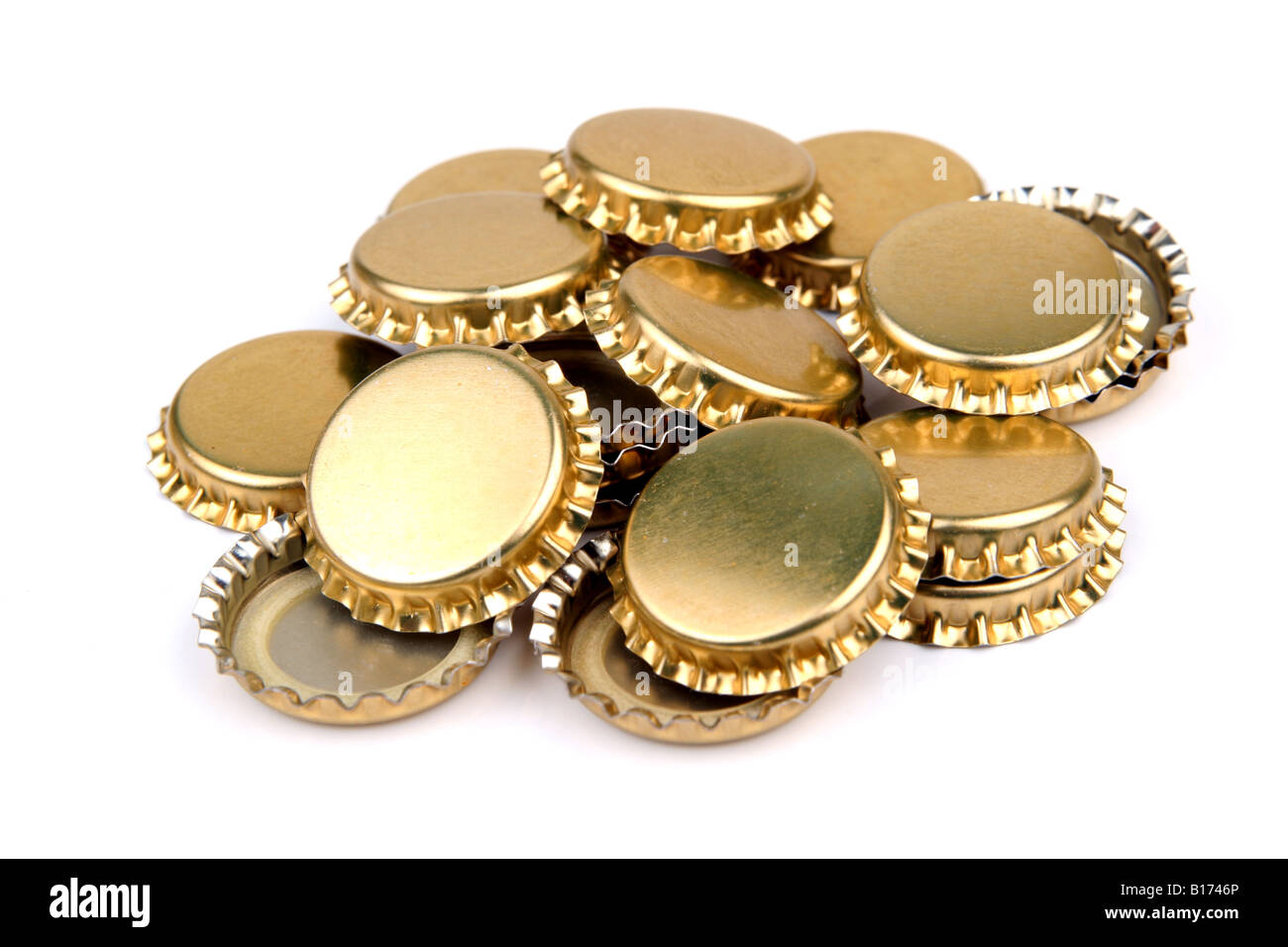 Pile of golden bottle caps Stock Photo Alamy