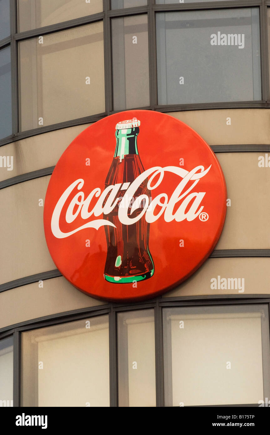 England, London, Hammersmith, sign on Coca-Cola company headquarters Stock Photo