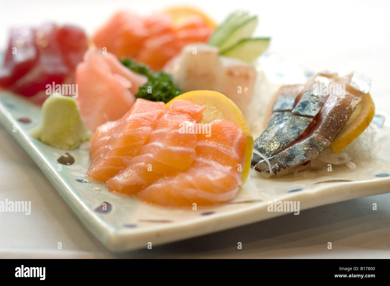 Japanese Food Plate Raw Fish, Sashimi Sushi Stock Photo - Alamy
