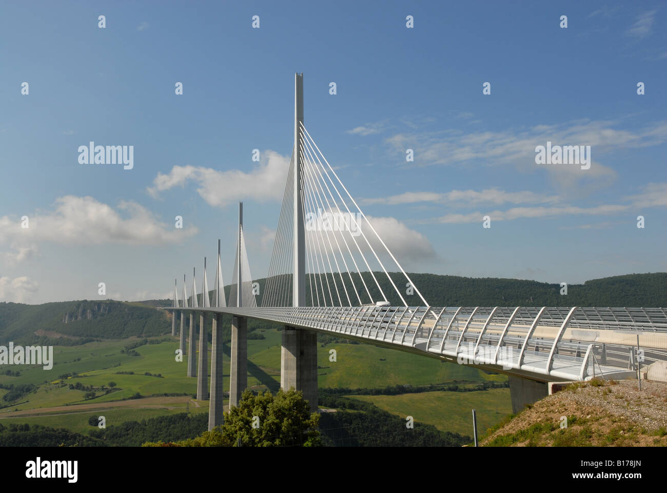 The Millau viaduct in The Massif Central region of France Stock Photo