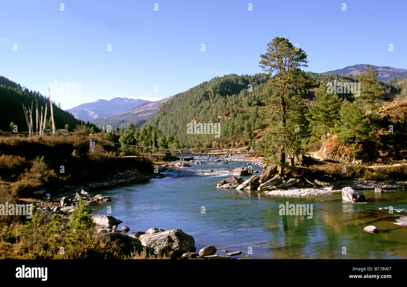 Bhutan Jakar Bumthang Valley Bumthang Chhu river Stock Photo Alamy
