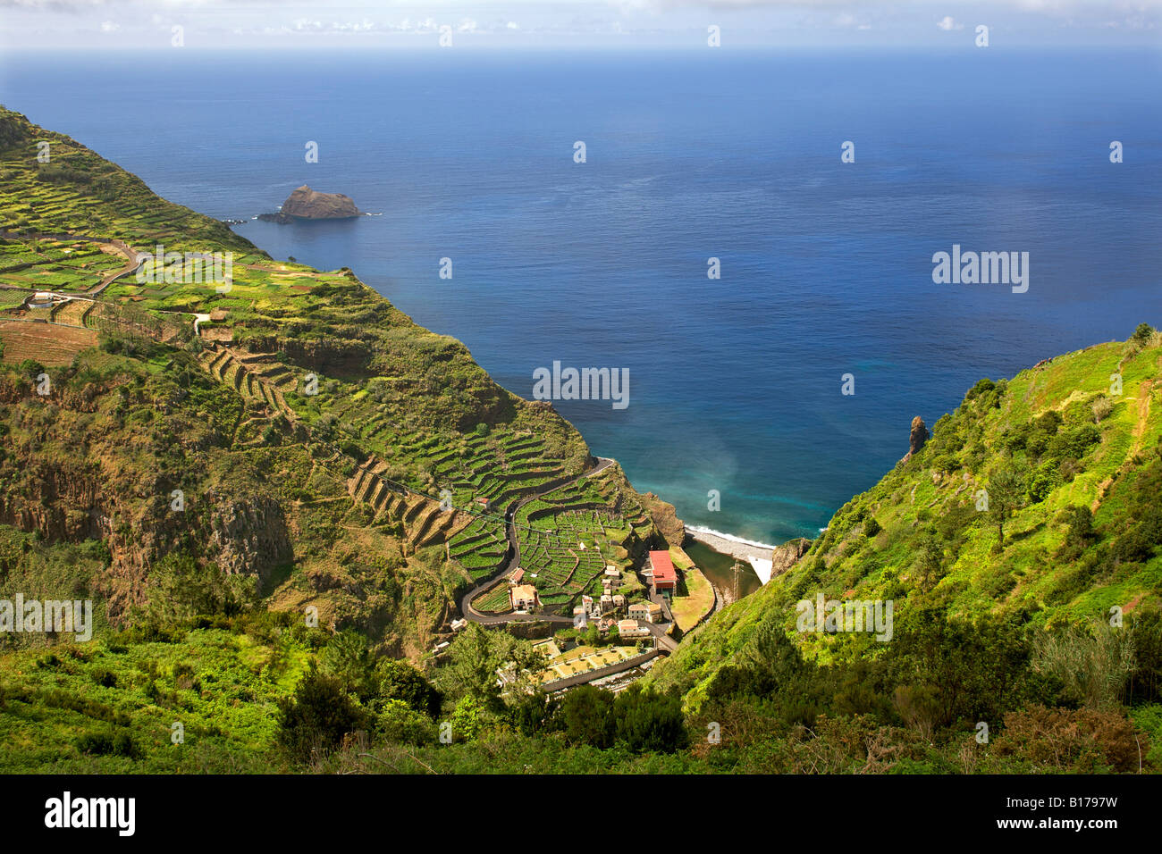 Coastal landscape at Ribeira da Janela on the Portuguese Atlantic island of Madeira. Stock Photo