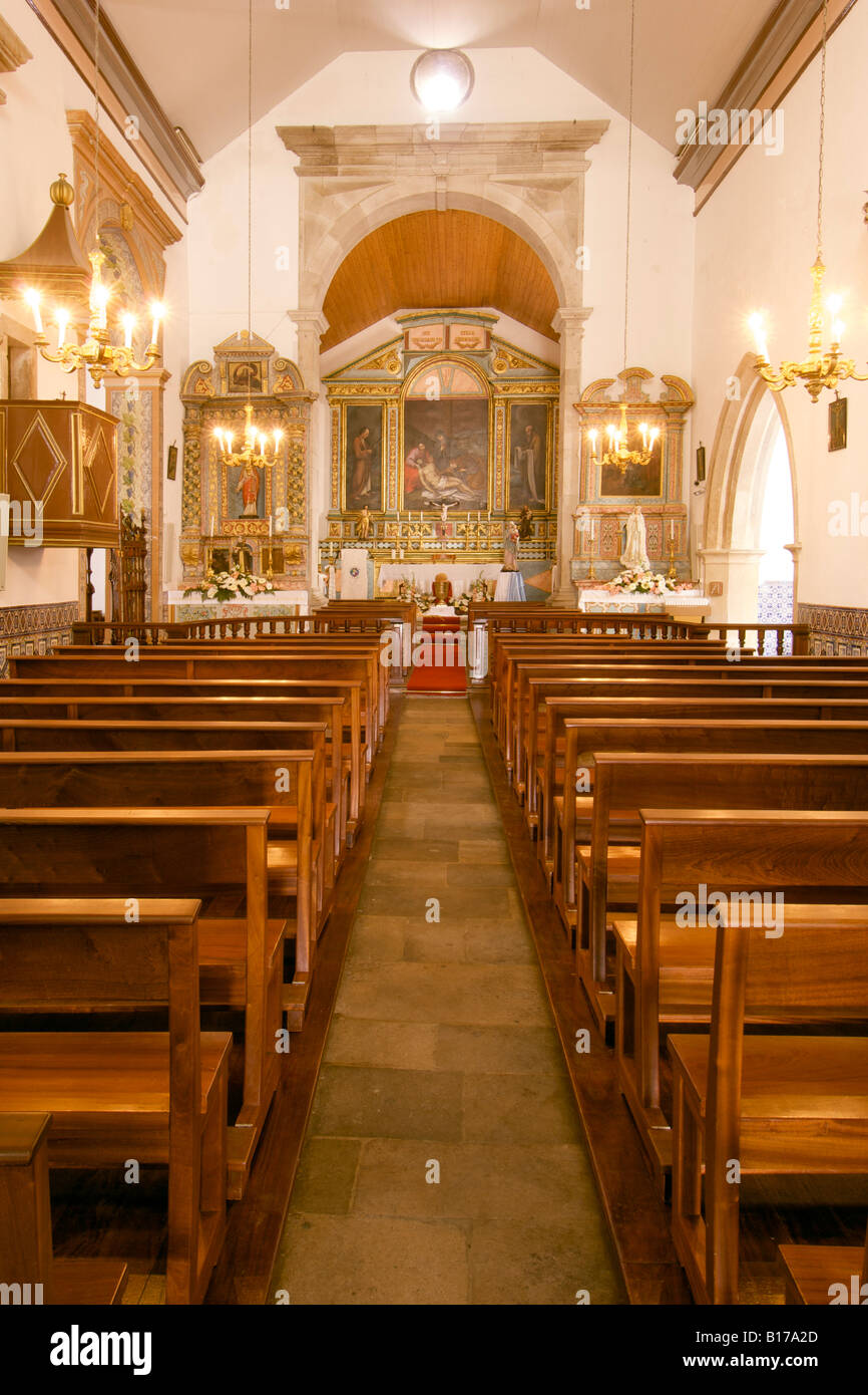 Interior of the church in Vila Baleira on the Portuguese Atlantic island of Porto Santo. Stock Photo