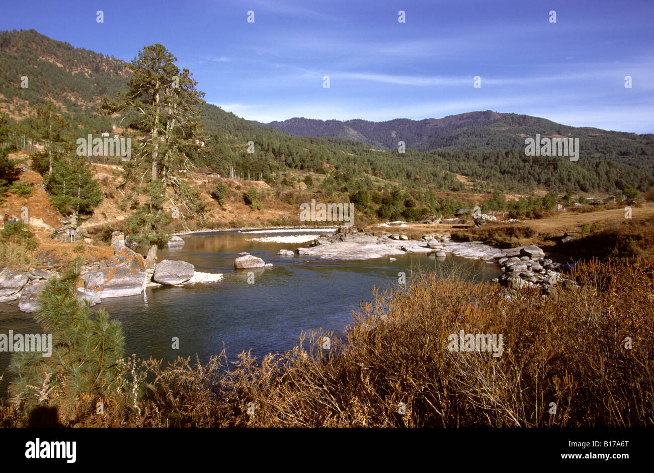 Bhutan Jakar Bumthang Valley Bumthang Chhu river Stock Photo Alamy