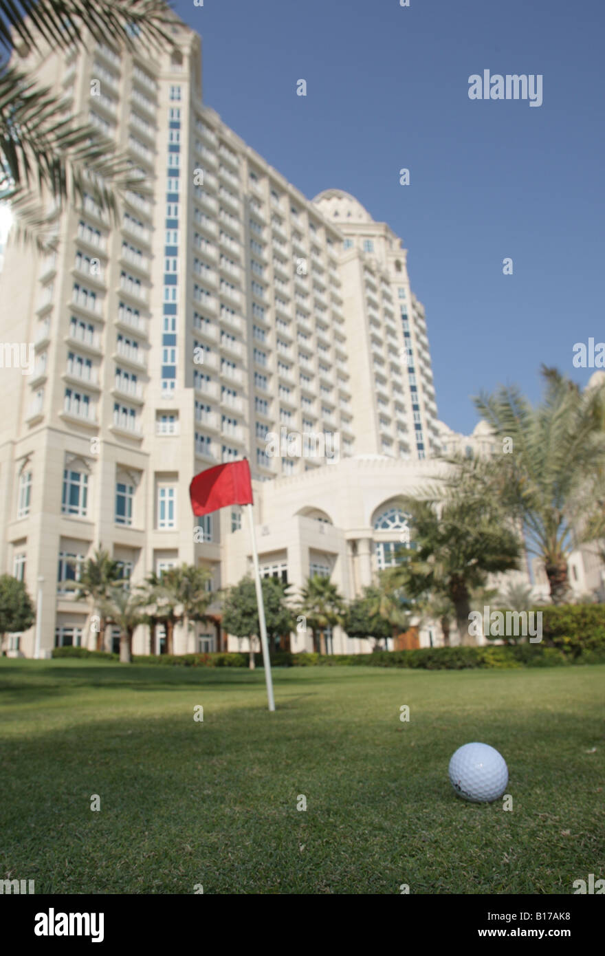 Golf ball on putting green at the FourSeasons Hotel in Doha,Qatar Stock Photo
