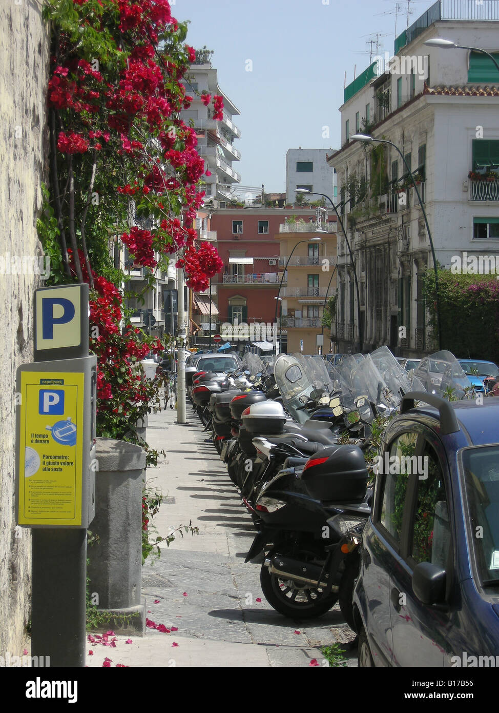 Paying car park in Via Posillipo street - Naples Campania South Italy Stock Photo