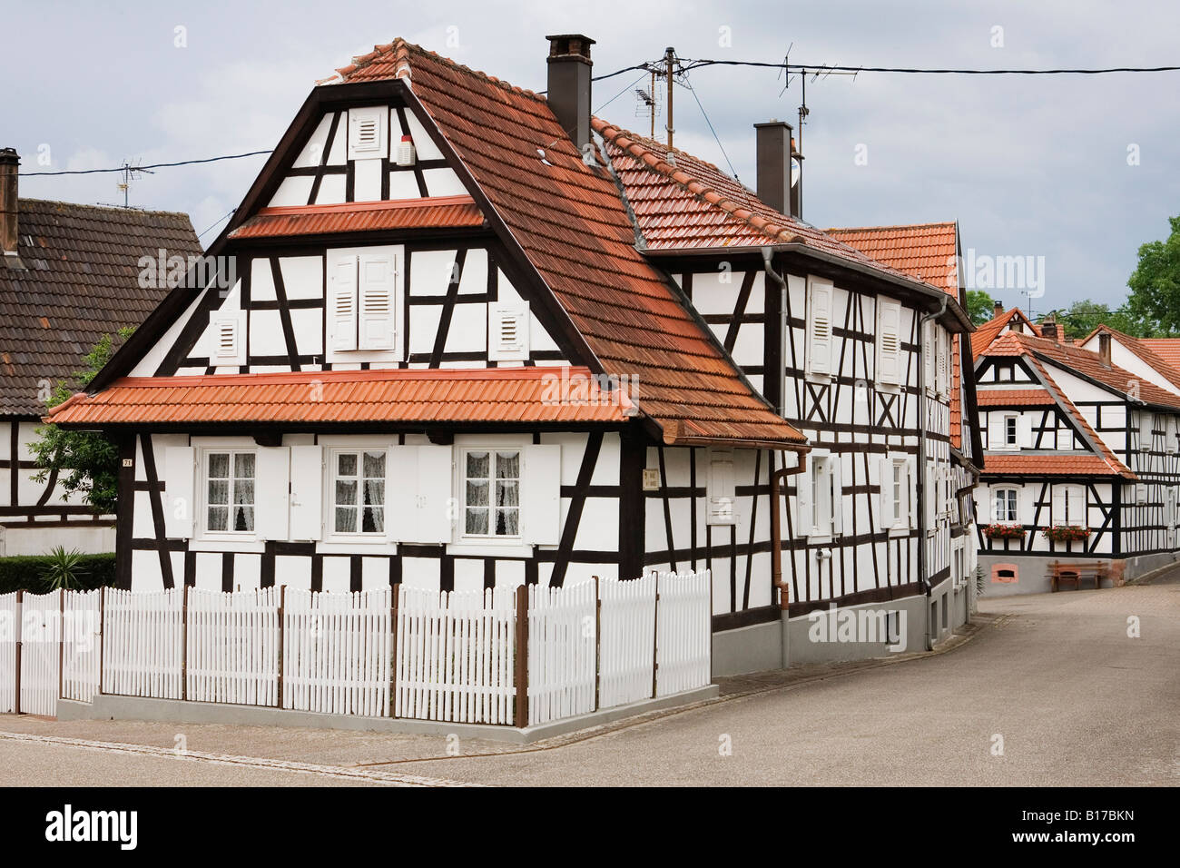 Traditional timbered house in Hunspach Alsace France May 2008 Stock Photo
