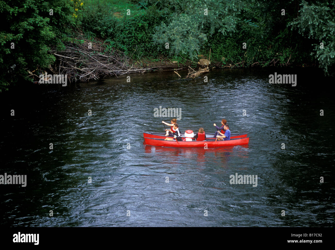 people, tourists, canoe, canoe ride, canoeing, recreation boating Stock