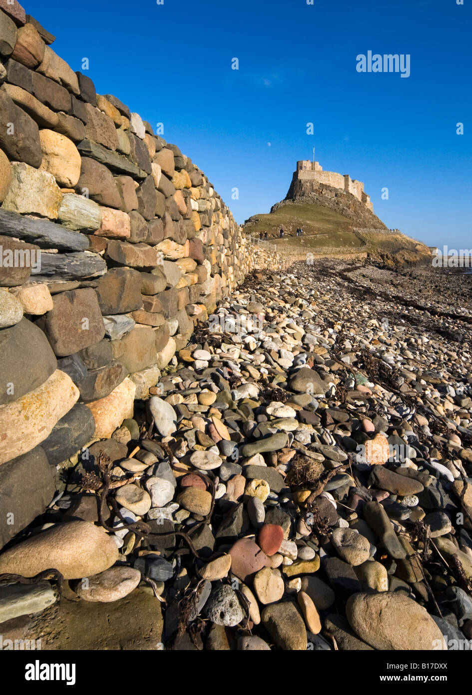 Rock wall on Holy Island, Bewick, England Stock Photo