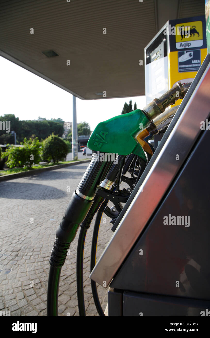 petrol pumps on service station forecourt Stock Photo Alamy