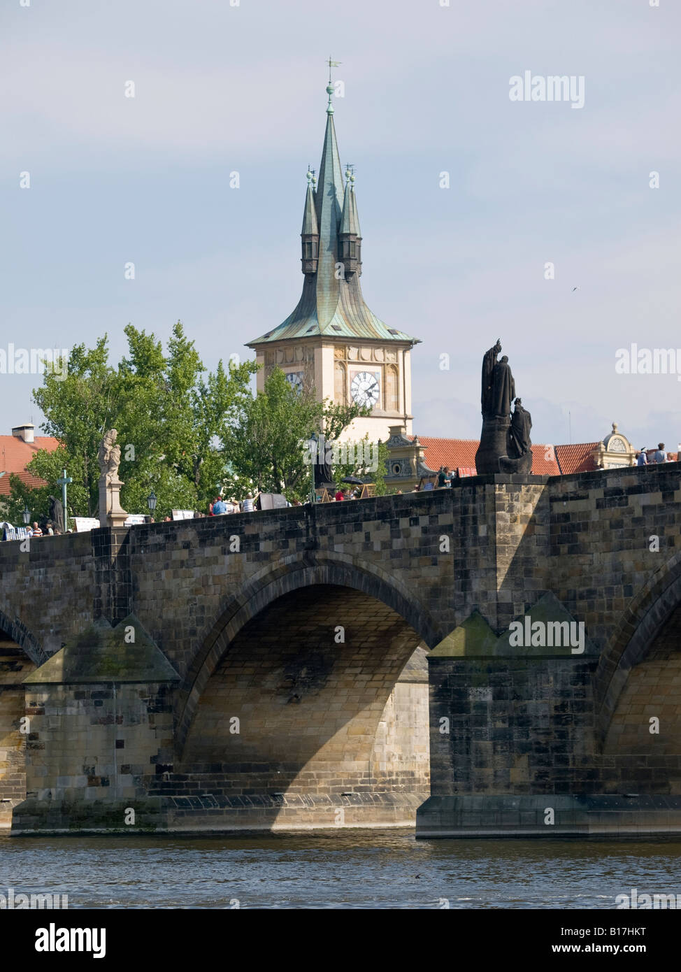 Saint Charles bridge over Vlatva river (Prague, Czech Republic) Stock Photo