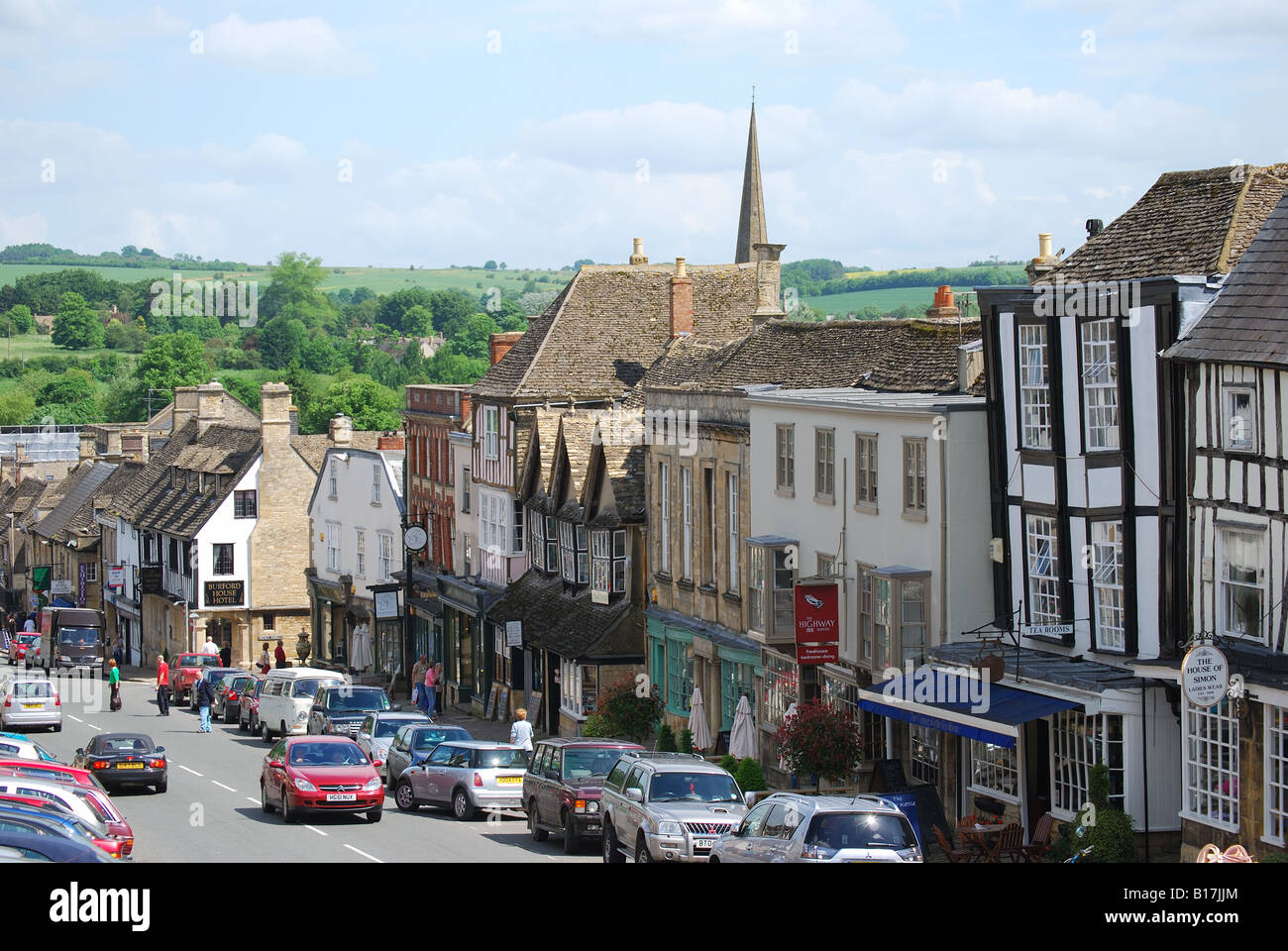 High Street, Burford, Cotswolds, Oxfordshire, England, United Kingdom Stock Photo