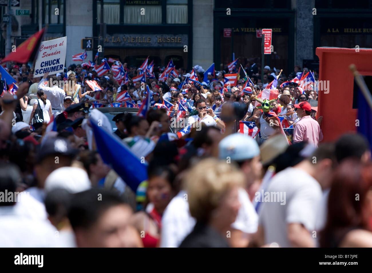 A huge crowd gathered for the 2008 Puerto Rico day parade in New York City. Stock Photo