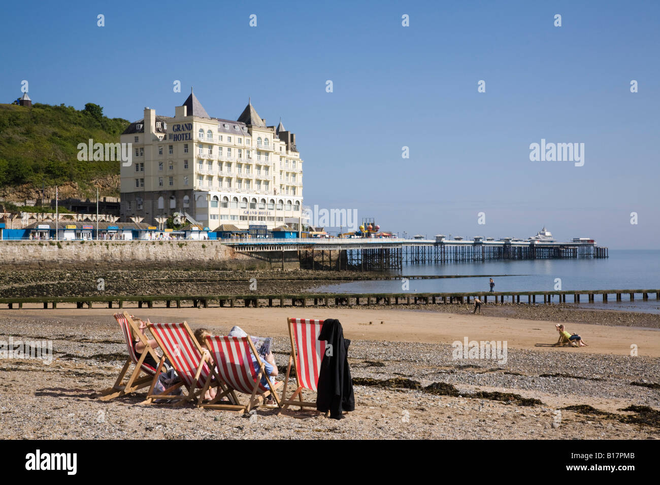 Llandudno North Wales UK Seaside resort with red and white striped