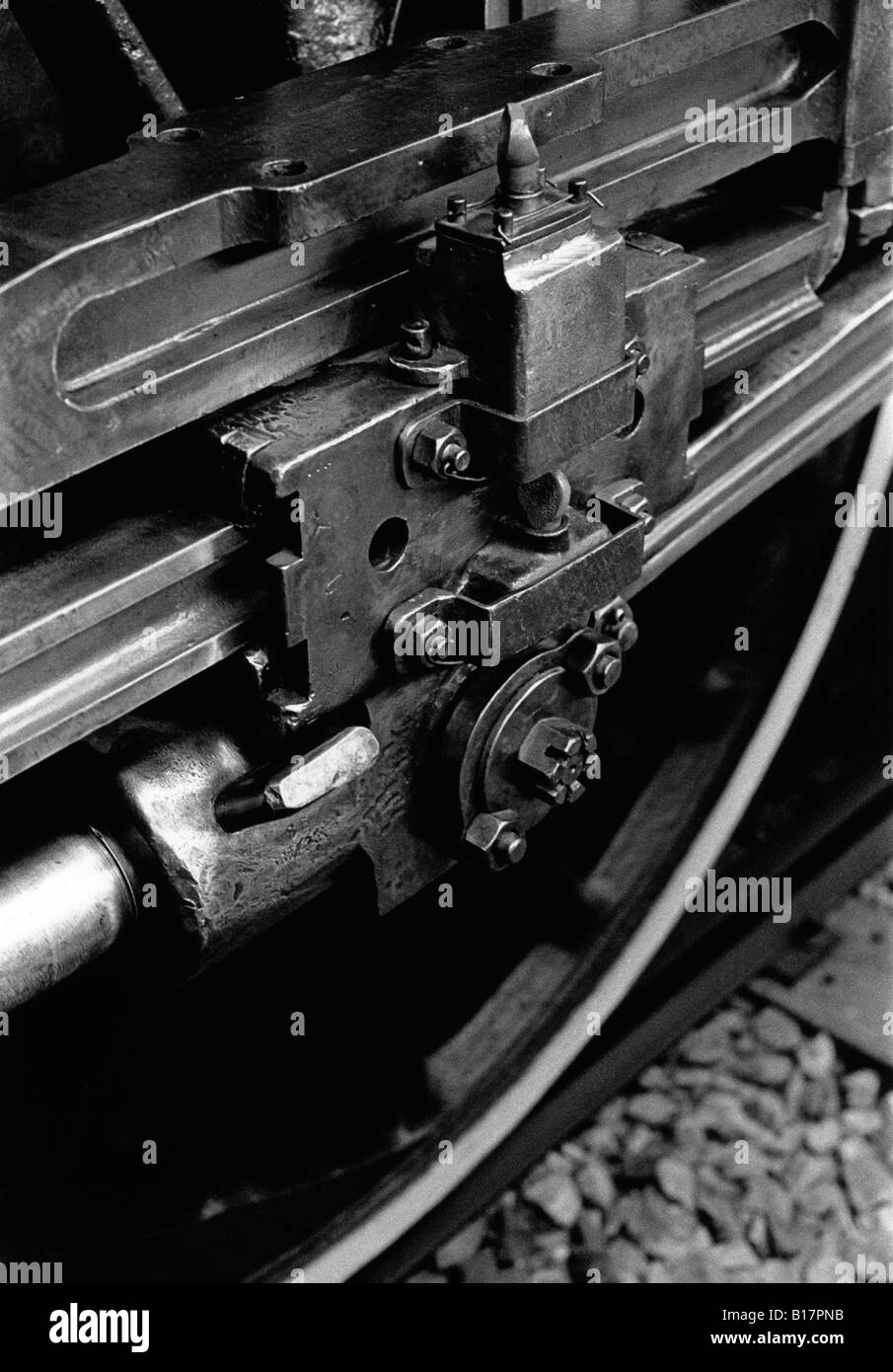 Valve gear of a steam locomotive Stock Photo