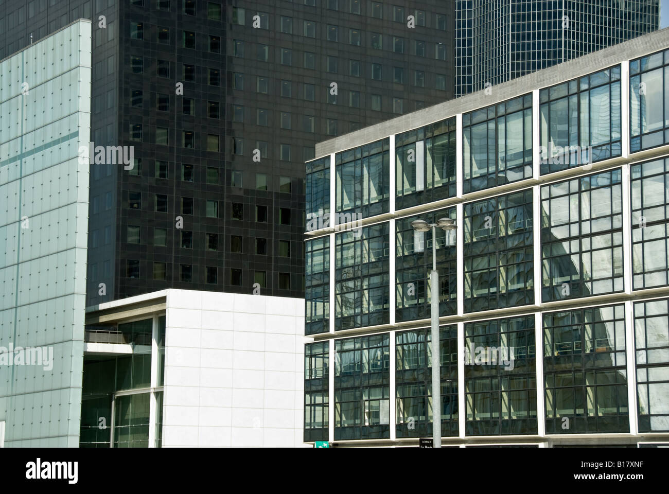Paris, France, Commercial Architecture, Modern Office Buildings in 'La Defense' Business Center, Abstract Window Stock Photo