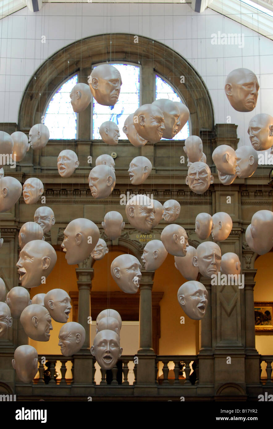 Masks hanging from the Ceiling of the Kelvingrove museum and art