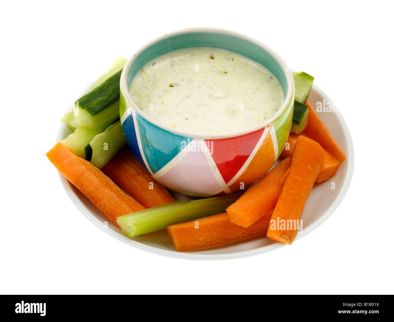 Chopped Vegetables With A Low Fat Dip Stock Photo Alamy