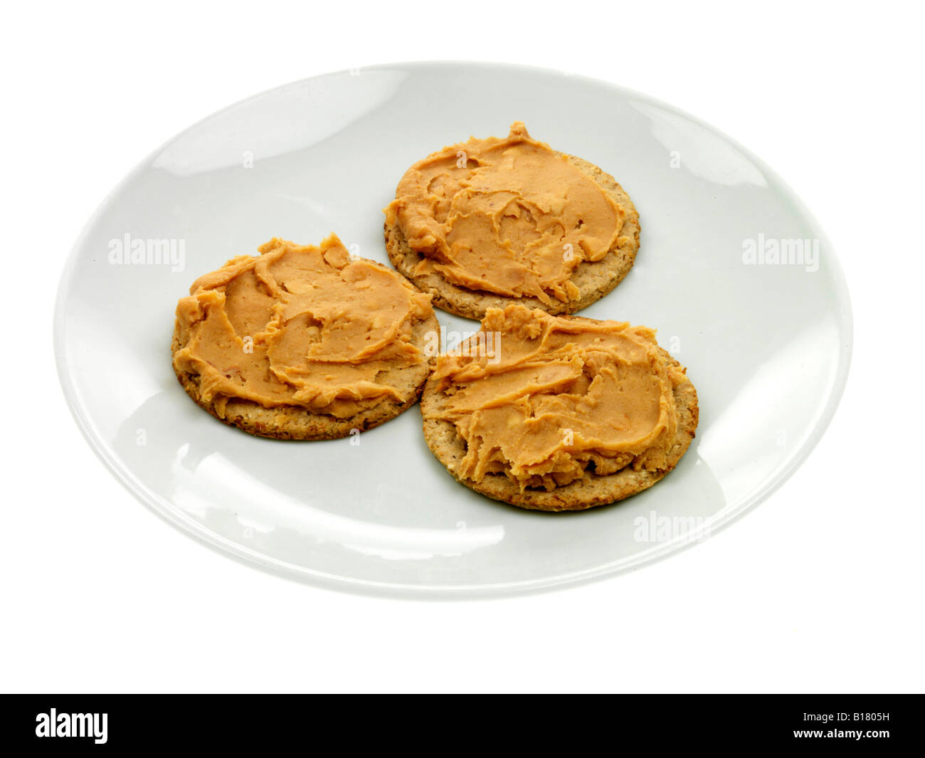 Oatcakes With Peanut Butter Stock Photo
